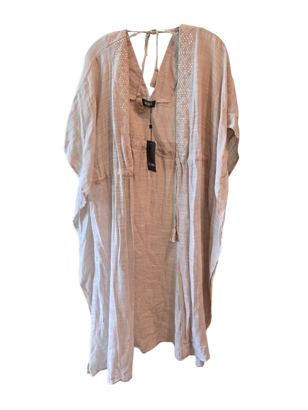 💜 BCBG Tassel And Embroidered Duster Pool Cover Up